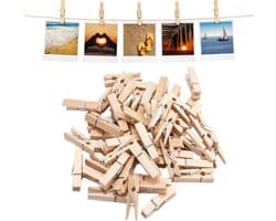 Mini Houten Haringen - Houten Wasknijpers - Decoratieve Fotowand - Natuurlijk Materiaal - 100 Stuks - Natuurlijk