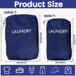 SnelShoppen - 2 Grote Waszakken voor Vuile Kleding, Draagbare Waterdichte Reiswaszakken met Trekkoord, Perfect voor Thuis, Camping, Badkamer, Vakantie — thumbnail 3