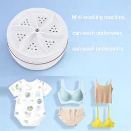 Mini draagbare ronde USB turbo ultrasone wasmachine – Compacte reinigingshulp voor sokken, ondergoed en kleine vaatjes voor thuis en op reis — thumbnail 3