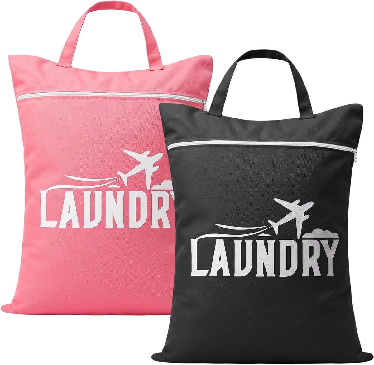 Reis waszak set van 2 waterdichte waszakken voor vuile kleding met rits en handvat opvouwbaar 58x46 cm — afbeelding 1