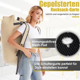 SnelShoppen - Waszak XXL 115 liter, Vuile Was Tas met 2 Gevoerde Schouderbanden, Opvouwbare Opbergzak, Kledingtas voor Reizen, Plunjezak en Rugzak in — thumbnail 2