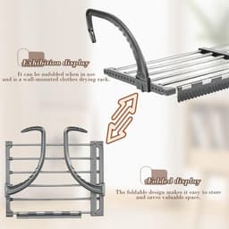 Uittrekbaar en opvouwbaar wasrek voor balkon en binnen, handdoekhouder, radiator, ruimtebesparend, 38-55 cm x 35 cm — thumbnail 5