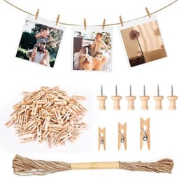 Dailygoods- Wasknijpers Houten - 160 Stuks - Kleine Clips 2.5/3/3.5cm - Jute Touw — thumbnail 1