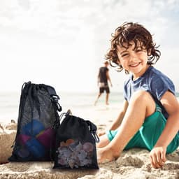 Mesh Drawstring Bags - Opbergzakken Nylon - Sport Organisatie - Met Clips - 30x40 cm - Zwart — thumbnail 2