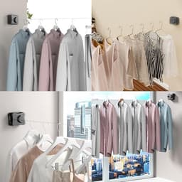 Uitbreidbare Waslijn - 5.1m Inklapbare Waslijn - Verstelbare Waslijn - Voor Binnen & Buiten Montagemogelijkheden - Droog Kleding Hangend — thumbnail 2