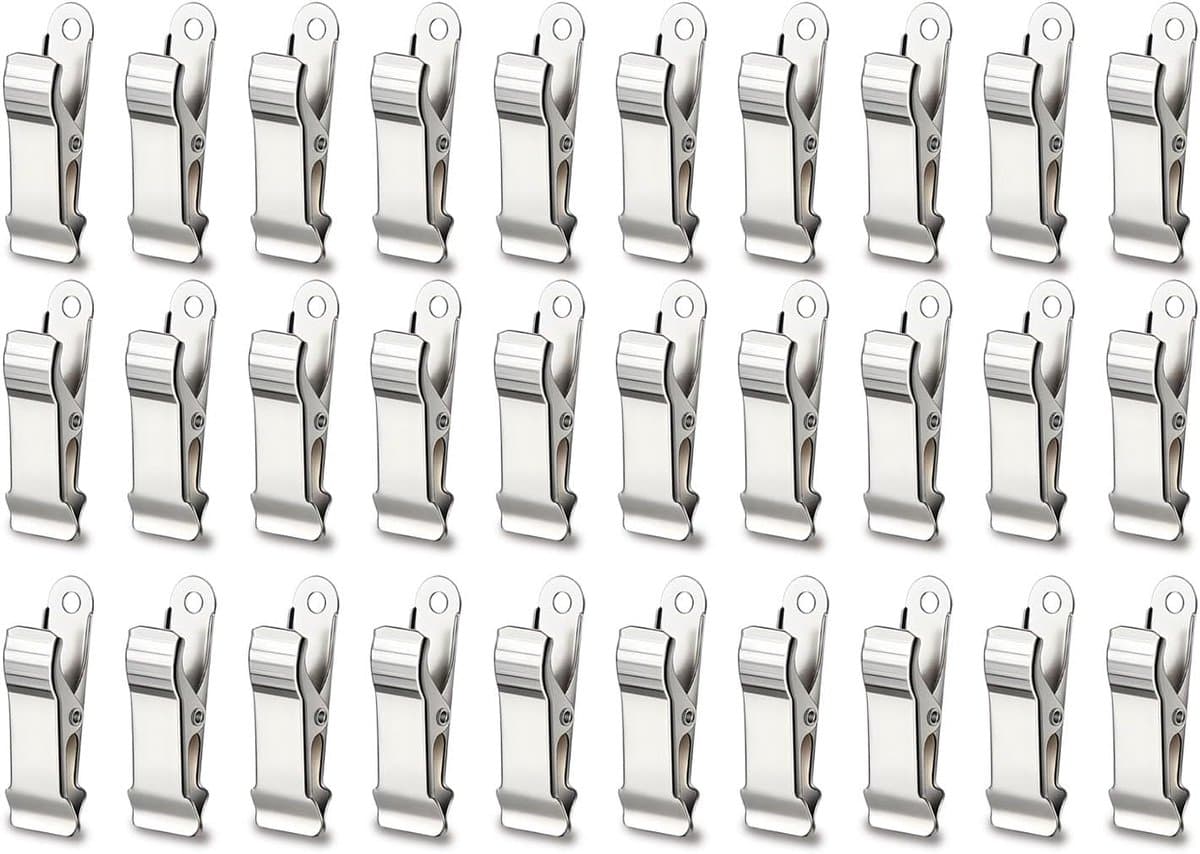 30 Pcs 1/2 Inch Wide Spring Clips Metal Mini Crocodile Clips Stainless Steel Non Slip Spring Clips for Curtains - ShopVlot — afbeelding 1