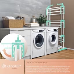 Wasrek Toren - Kledingdroger Opvouwbaar - Ruimtebesparend Drogen - Met Wielen en Rem - 50 x 172 cm - Grijs — thumbnail 3