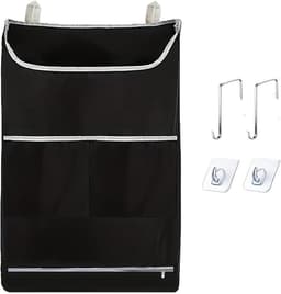 SnelShoppen - Waszak om op te hangen 78 x 48 cm | Opvouwbare Laundry Bag Waszak voor Deur met 2 Roestvrijstalen Haken en 2 Zuignappen - Zwart voor Bad — thumbnail 1