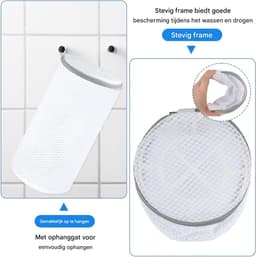 Schoenwaszakken - Wabennet Design - 2 Stuks - Duurzaam Polyester met Rits - Voor Sneakers en Sokken Reizen - Grijs — thumbnail 4