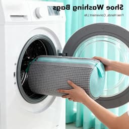 2-in-1 Schoenwaszak voor de Wasmachine, Herbruikbare Waszak voor Schoenen met Rits, Ideaal voor 360° Reiniging en Bescherming van Schoenen, Grijs — thumbnail 3