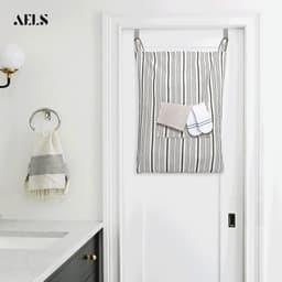 Hangende wasmand - Wasknijperzak Waszak - Ruimtebesparende Opslag - Met Rits Bodem - 48 x 9 x 71 cm — thumbnail 4