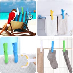 8 stuks handdoekklemmen voor strandstoelen, wasknijpers, groot, in 4 kleuren, knijpers voor strandstoelen, handdoekklemmen voor dagelijks wasgoed, badhanddoeken, beddengoed, dikke kleding — thumbnail 2