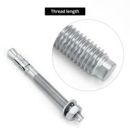 M10x110mm Bolt Anchors - Betonankers Muurankers - Zware Lasten Bevestigen - Corrosiebestendig Carbon Staal - 30 Stuks - Zilverkleurig — thumbnail 2