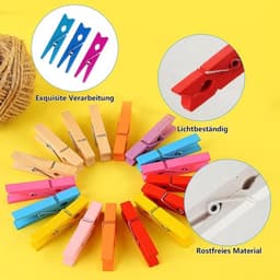 Pack van 200 Houten Klemmen - Kleine Kleurrijke Mini Kleding Klemmen - Houten Klemmen voor Foto's en Foto Wand — thumbnail 4