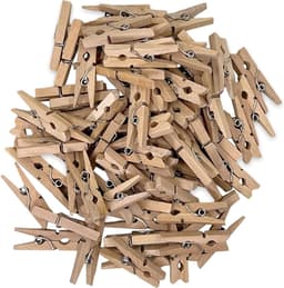 Mini wasknijpers hout - Decoratieve klemmen knutselen - Foto's ophangen - Natuurlijke look - 72 stuks - Wit — thumbnail 2