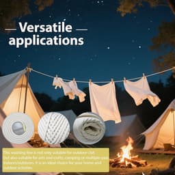 Gevlochten Katoenen Waslijn - Kledingtouw Outdoor - Kleding Drogen - UV-Bestendig - 10 meter - Natuurlijk — thumbnail 3