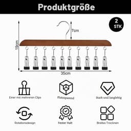 2 stuks sokkendroger, wasrek van hout, winddicht droogrek met 10 clips voor sokken, ondergoed, muts, sjaal, handdoeken, schoeninlegzolen — thumbnail 5