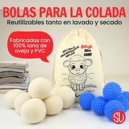 Droger- en Wasmachineballen Set - Natuurlijke Schapenwol en PVC - Vermindert Kreukels - Bespaart Energie - Voor Efficiënt Wassen en Drogen — thumbnail 4