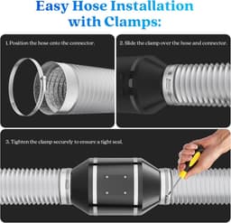 Afvoerslang airco - Wit - 150mm x 5m - 5-Laags PVC Afvoerslang met Roestvrijstalen Klemmen - Voor Ventilatie en Droger — thumbnail 5