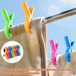 Dailygoods - Wasknijpers groot formaat plastic 10 stuks – Kleurrijke anti-slip klemmen 9,5x7cm – Sterke wasklemmen voor strandhanddoek, kleding, balkon, camping gebruik — thumbnail 2