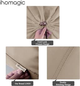 Set van 2 Grote Waszakken met Trekkoord, 120 Liter - Vouwbare Opbergzak voor Kleding, Dekens en Kussens, Duurzame Stoffen Opbergoplossing voor Thuis en Studentenhuis 61 x 92 cm (Khaki) — thumbnail 2
