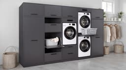 Interlink Lifestyle Studio Flow wasmachinekast met uittrekbaar werkblad - Antraciet - 67 x 68 x 164 cm — thumbnail 5