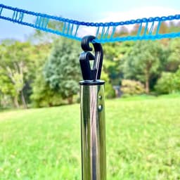 Waslijn Palen - Droogsteun Steunpaal - Buiten Was Drogen - Zes Uitschuifbare Stangen - 2.2 Meter Hoog - Zilverkleurig — thumbnail 3