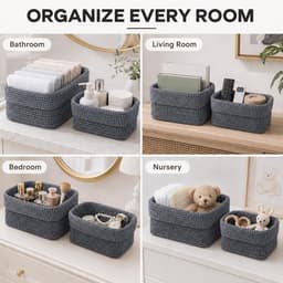 Set van 2 opbergmanden voor badkamer, haakmand, decoratieve opbergmand, kleine opbergmanden, kleine opbergmanden voor slaapkamer, keuken, kast, speelgoed, make-up — thumbnail 2