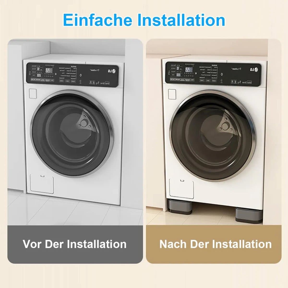 4-delige wasmachinemattenset, antislip en schokabsorberende mat, rubberen schokdemper, universeel model, Geschikt voor wasmachines en drogers, vermindert geluid en trillingen. — afbeelding 1