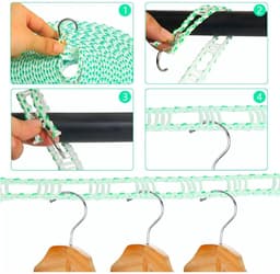 Waslijn, 2-pack waslijnen voor buiten, verstelbare kledinglijn, winddichte waslijn met haken, was- en drooglijnen voor - ShopVlot — thumbnail 2