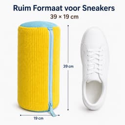Schoenwaszak voor Wasmachine - 2 Stuks Waszakken voor Sneakers - Zachte Borstelvoering - Met Rits - Herbruikbare Schoenenwaszak voor Sport- en Vrijetijdsschoenen - Geel — thumbnail 4