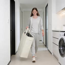 SnelShoppen - Smalle Opvouwbare Wasmand 45L met Handgrepen - Beige, Perfect voor Compacte Ruimtes, Slaapkamers en Studentenhuizen — thumbnail 4
