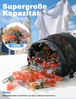 Wasknijperzak met schouderriem - Wasknijperhouder organizer - Wassen buiten - Handsfree ontwerp - Voor 200 knijpers - Met patroon — thumbnail 5