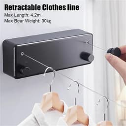 Intrekbare Waslijn - Droogrek Uittrekbaar - Kleding Drogen - Dubbellaags Ontwerp - 42 meter - Zwart — thumbnail 2