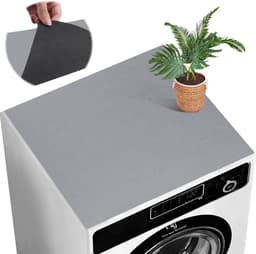Wasmachinehoes - 60*60 cm - Wasmachine Beschermer - Antislip beschermhoes - Wasmachine Droger Mat - Vloerbeschermmat - Wasmachine Overtrek - Wasmachine Coating - mat - voor wasmachine, droger, keuken, badkamer en campers - grijs — thumbnail 1