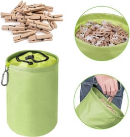 Wasknijperzak - Waterdicht Polyester - Grote Opbergruimte - Met Trekkoordsluiting - Voor Kledingclips — thumbnail 3