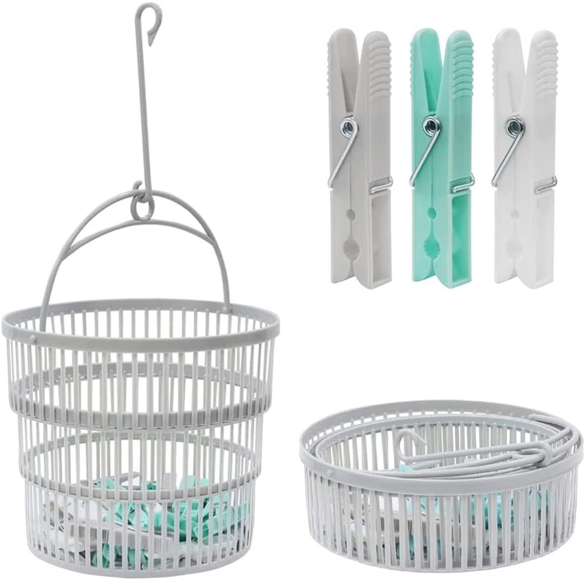 Wasknijpermand met Hanger - Plastic - 50 Veelkleurige Wasknijpers - Ruimtebesparend - Voor Thuisgebruik — afbeelding 1