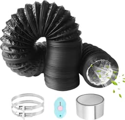 Flexibele PVC Afvoerslang 6m met 80mm Diameter, Aluminium Buizen, RVS Slangklemmen en Aluminium Folie voor Airco's en Wasdrogers — thumbnail 1