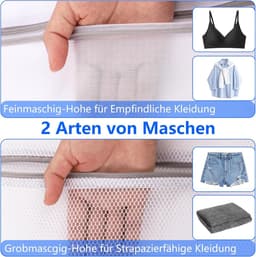 SnelShoppen - Pack van 4 Grote Waszakken 50 x 60 cm, Wasnet voor Wasmachine, 2 Soorten Mesh, Waszak met Rits, Voor Fijne Was, Ondergoed, Spijkerbroeke — thumbnail 5