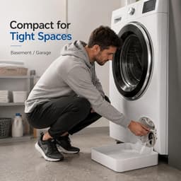 Lekbak Wasmachine - 4-Delige Set - Opvangbak - Universele Wasmachine Lekbak -Afvoerbak Voor Wasmachines - 17.8×17.8×5 Cm - Eenvoudig Te Installeren - Afvoer Van De Wasmachine - Afvoerbak - Geschikt Voor Appartementen, Garages En Huurwoningen - Wit — thumbnail 3