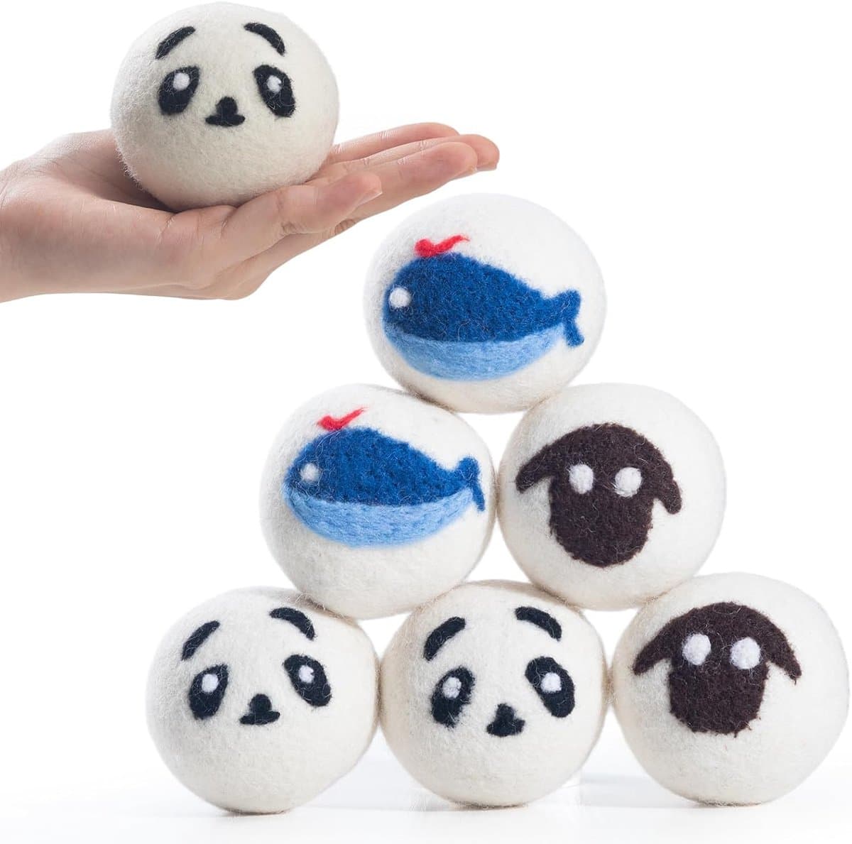 SnelShoppen - Set van 6 Ecologische Wasballen Wol, Natuurlijke Droogballen voor Wasdroger, Verminder Droogtijd tot 40%, Geschikt voor Donsjacks en Kat — afbeelding 1