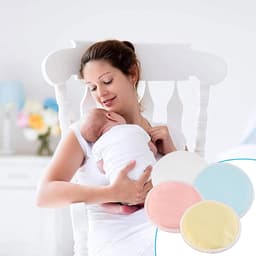 SnelShoppen - Set van 4 Wasbare Herbruikbare Bamboe Borstvoeding Inleggers - Hoog Absorberend met Opbergzak en Waszak - 12 cm - Zacht en Veilig voor B — thumbnail 3