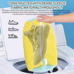 SnelShoppen - Schoenwaszak voor Wasmachine - Herbruikbare en Duurzame Schoenwaszak voor Sport- en Net schoenen 19 x 39 cm Geel met Zachte Binnenborste — thumbnail 4
