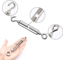SnelShoppen - 6 stuks RVS Spanning Lock Spanningstoppers M6 met Haak en Oog voor Tuin, Zonnescherm, Touw of Waslijn - Duurzaam en Roestvrij, Tensioner — thumbnail 5