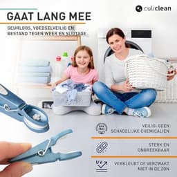 Bloem Wasknijpers 20 Stuks in Blauw en Wit - Knijpers voor Kleding en Huishouden — thumbnail 5