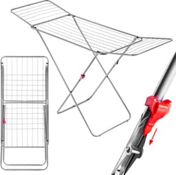 Droogrek, 180 x 55 x 101 cm - luchtstroomwasrek, wasdroger met antislipvoeten, vleugelwasdroger, kleding - Zilver Kadax — thumbnail 1