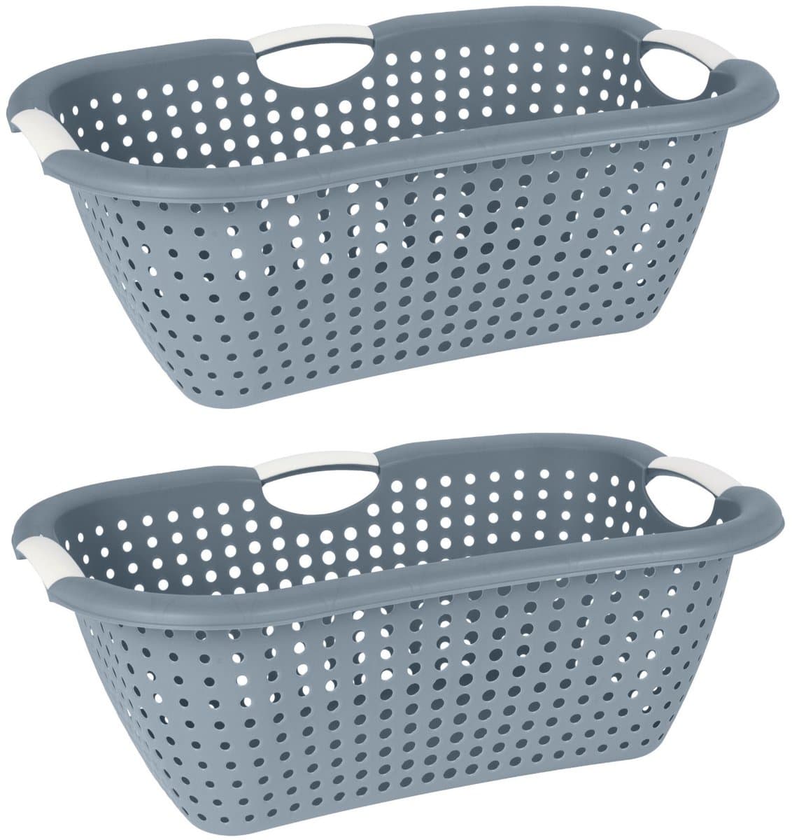 Storage Solutions wasmand - 2x - blauw - 26 liter - kunststof - 40 x 60 x 22 cm - Draagwasmand - met handvatten — afbeelding 1