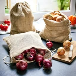 Jute Opbergzakken Set van 3 met Trekkoord - 36 x 30 cm - Ideaal voor Aardappelen, Oogst en Noten — thumbnail 4
