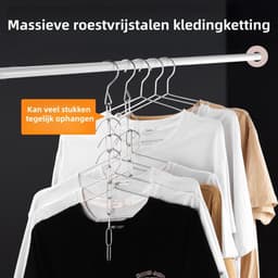 2-struks - Waslijn - kledinghangers - Lange lus waslijn - Dikke kledingketting - Roestvrij staal - Geschikt voor garderobekastopberging Multifunctionele kledinghaak - 50cm - Zilver — thumbnail 5