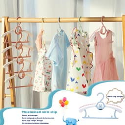 20 stuks kinderkledinghangers, stapelbaar, haken in de vorm van een beer, antislip, ruimtebesparende hangers voor babykleding (4 kleuren) — thumbnail 5